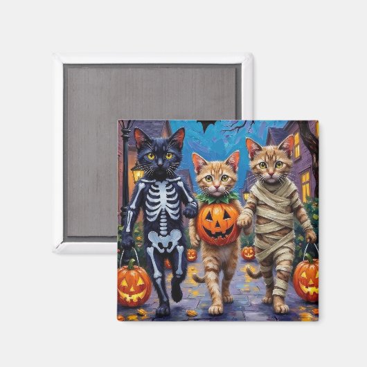 Siamese Katten Trick-or-Treating Halloween Kostuum Magneet (Voorkant / Achterkant)