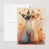 Siamese katten Valentijnsdag Briefkaart (Voorkant / Achterkant)