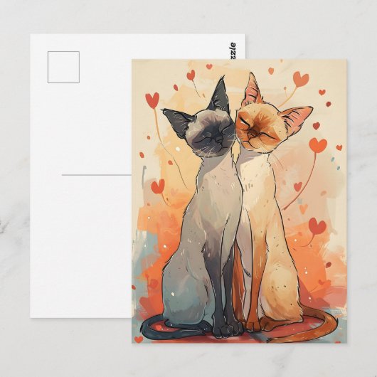 Siamese katten Valentijnsdag Briefkaart (Voorkant / Achterkant)