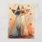Siamese katten Valentijnsdag Briefkaart (Voorkant)