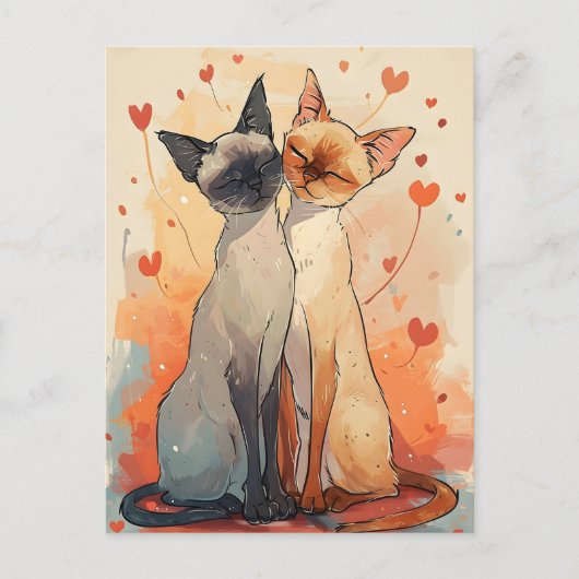Siamese katten Valentijnsdag Briefkaart (Voorkant)