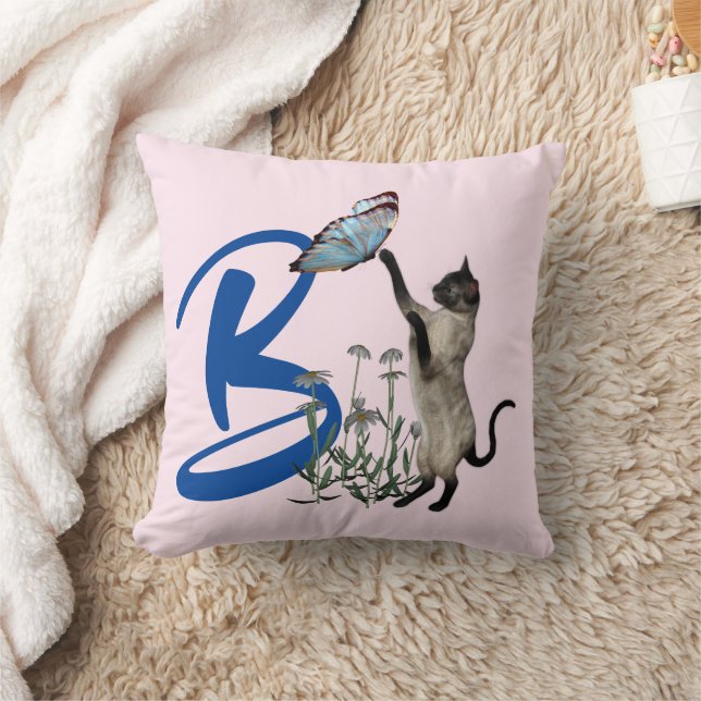Siamese kattenboter monogram Initiaal B Kussen (Deken)