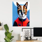 Siamese kattenbrandweerman | AI Art Poster (Thuiskantoor)