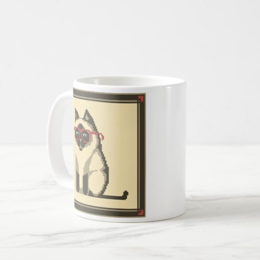 Siamese kattenbril Mok Pixel Art (Voorkant links)