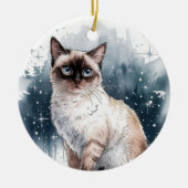 Siamese Kattencirkel Kerstmis Xmas Ornament (Voorkant)