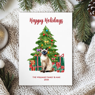 Siamese Kattenfamilie Kerstmis Feestdagenkaart