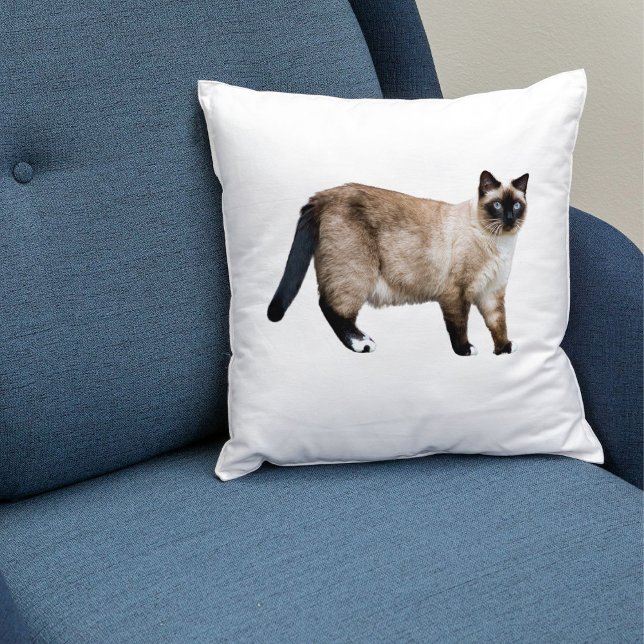 Siamese Kattenfoto Custom Huisdier Decor Witte Sja Kussen (Creator heeft geüpload)