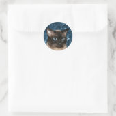 Siamese kattengezicht ronde sticker (Tas)