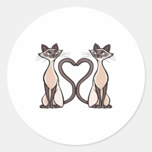 Siamese kattenhart ronde sticker