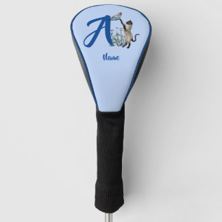 Siamese kattenkartonnen monogram Initiaal A Golfheadcover