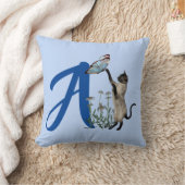 Siamese kattenkartonnen monogram Initiaal A Kussen (Deken)
