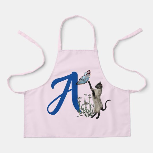 Siamese kattenkartonnen monogram Initiaal A Schort (Voorkant)
