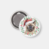 Siamese Kattenkerst thema voor Kattenliefhebber Magneet (Voorkant / Achterkant)