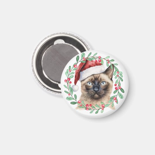 Siamese Kattenkerst thema voor Kattenliefhebber Magneet (Voorkant / Achterkant)