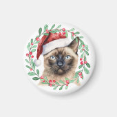 Siamese Kattenkerst thema voor Kattenliefhebber Magneet (Voorkant)