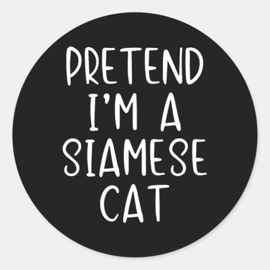 Siamese Kattenkostuum Halloween Lazy Easy Ronde Sticker (Voorkant)