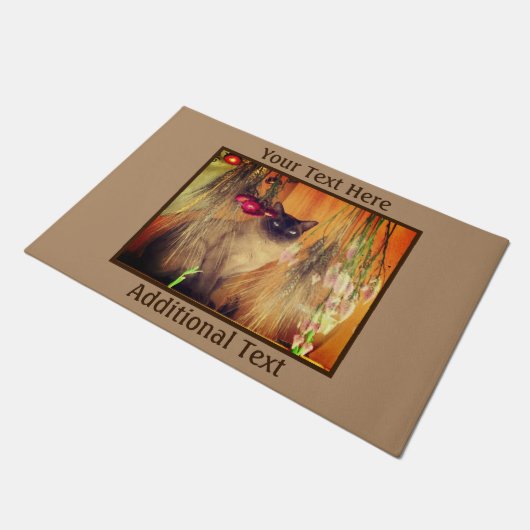 Siamese kattenpolijsten met bloemen op maat deurmat (Schuin)