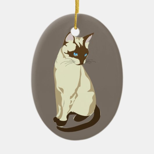 Siamese kattenporseleinen keramisch ornament (Voorkant)