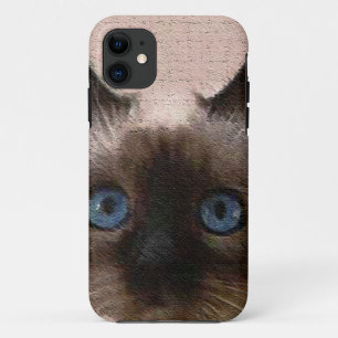siamese kattenritselen oud oud gebarsten hallo Case-Mate iPhone case