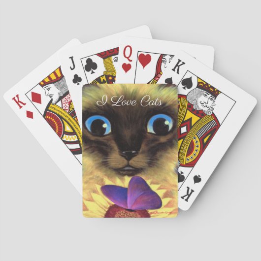 Siamese kattenstaafkattenvlindernaam schilderen pokerkaarten (Achterkant)