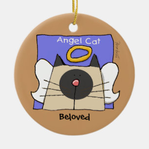Siamese Keepomwille Cat Angel personaliseren Keramisch Ornament