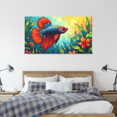 Siamese kempvis canvas afdruk (Insitu (Slaapkamer))