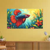 Siamese kempvis canvas afdruk (Insitu (Woonkamer))