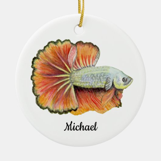 Siamese kempvis keramisch ornament (Voorkant)