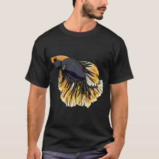 Siamese kempvis met oranje en zwarte kleuren t-shirt