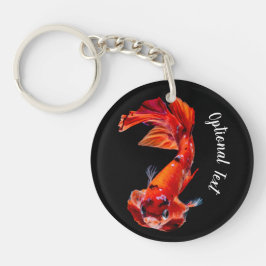 Siamese kempvis met oranje koipatroon sleutelhanger