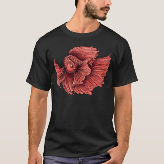 Siamese kempvis tekening t-shirt (Voorkant)