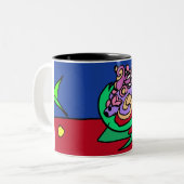 Siamese kempvis vreugde tweekleurige koffiemok (Voorkant links)