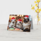 Siamese Kerst Koekje Kaart (Gele Bloem)