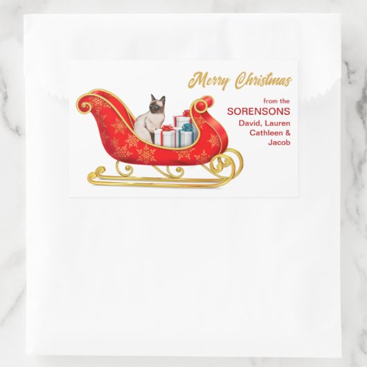Siamese kerstcadeaus voor kerstmis rechthoekige sticker (Tas)