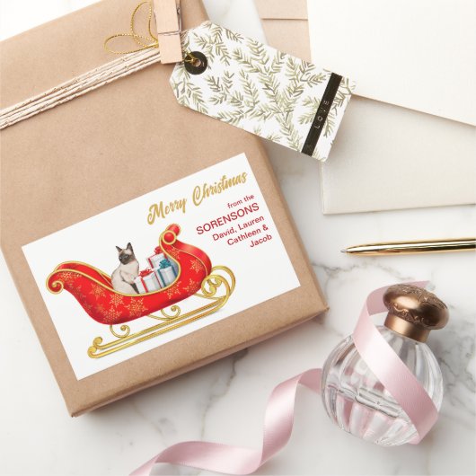 Siamese kerstcadeaus voor kerstmis rechthoekige sticker (Geschenken)