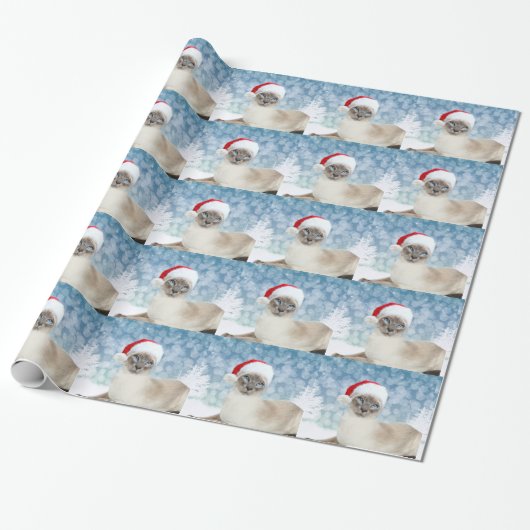 Siamese kerstkat cadeaupapier (Uitgerold)