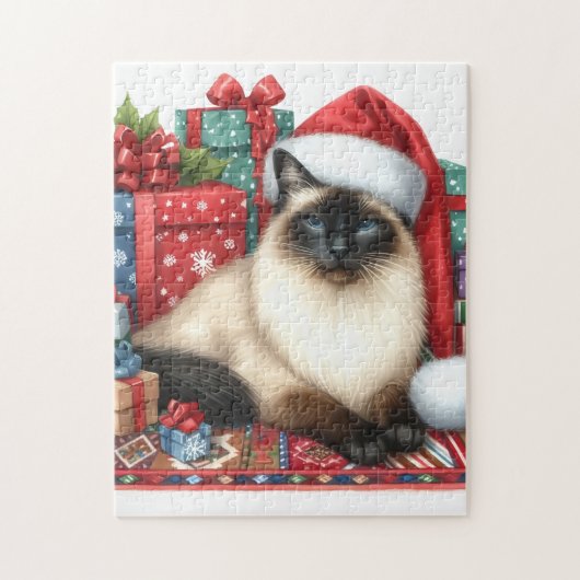 Siamese Kerstkat Kerstmis  Legpuzzel (Verticaal)