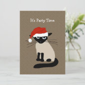 Siamese Kerstkat Kerstvakantie Feest Kaart (Staand voorkant)