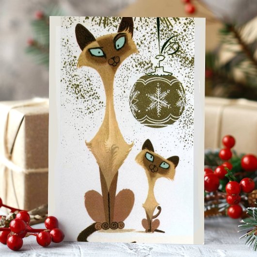 Siamese kerstkatten Feestdagenkaart