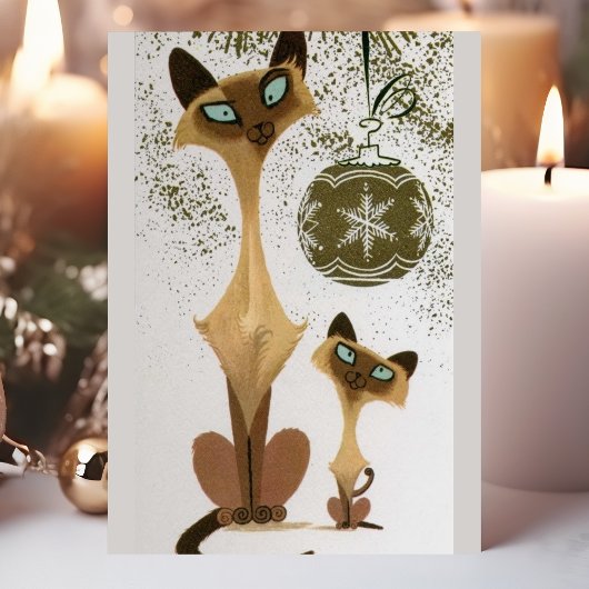  Siamese kerstkatten Feestdagenkaart
