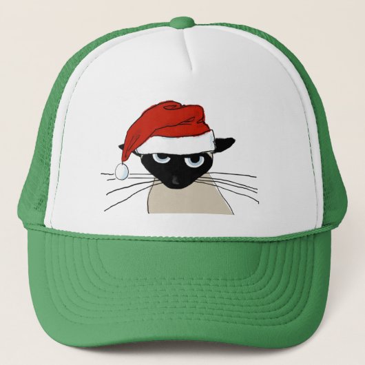 Siamese Kerstman - Grappige Kerstvakantie Kerstkat Trucker Pet (Voorkant)