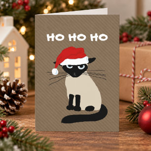 Siamese Kerstman - Grappige Kittycat Kerstmis Feestdagen Kaart