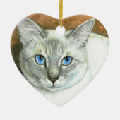 Siamese kerstversiering met kat hart keramisch ornament (Voorkant)
