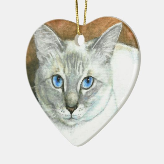 Siamese kerstversiering met kat hart keramisch ornament (Links)