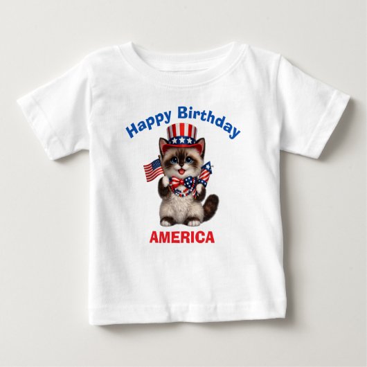 Siamese Kitten (1o) Patriottisch Kinder T-Shirt (Voorkant)