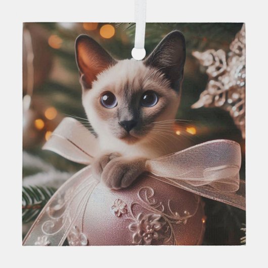Siamese Kitten Blue Point Glass Ornament (Achterkant)