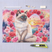 Siamese kitten in het hart van Rozen zonsondergang Tissuepapier (Craft)