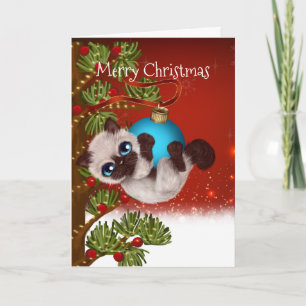 Siamese Kitten Kaart voor kerstmis