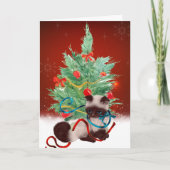 Siamese Kitten Kaart voor kerstmis (Voorkant)