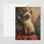 Siamese Kitten Kerst  Kat Briefkaart (Voorkant / Achterkant)